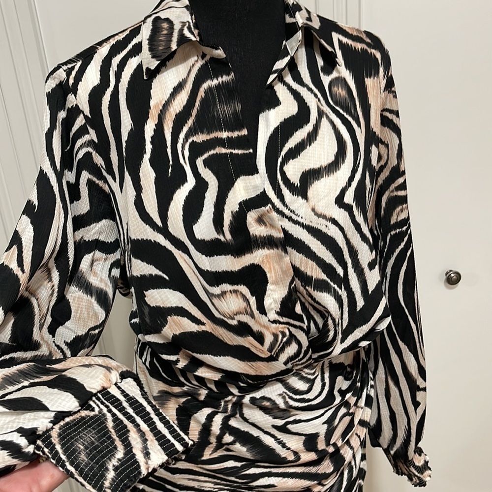 Anthropologie Wrap Dress Black and White Zebra Print size 16w NWT - Picture 6 of 8